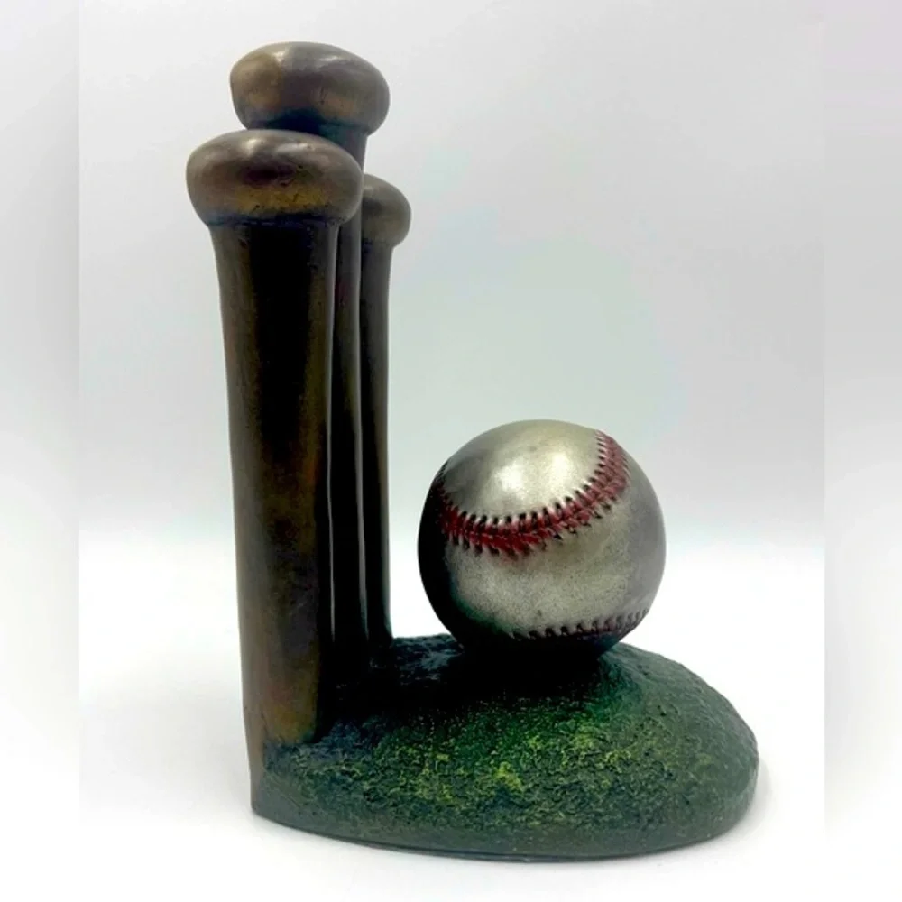 1997 Austin Sculpture:”Cutcone” Vintage Baseball & Bat Ceramic Sculpture Bookend
